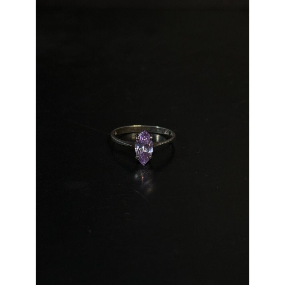 Marquise Amethyst Sterling Silver Ring Size 7.75